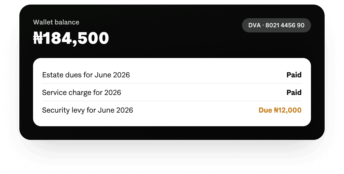 Resident wallet balance and dues